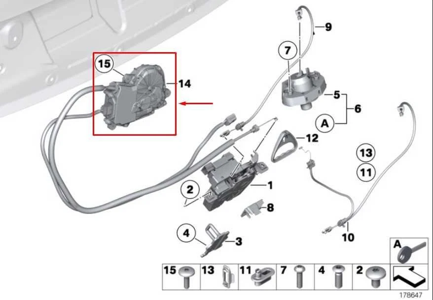 Motor actuador cierre eléctrico tapa maletero BMW 750Li xDrive RR 10-15 51247191213 Foto 2 de 4