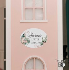 Personalized Nursery Door Sign, Pastel Floral Name Plaque, Romantic Tile Sign