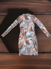 Fashion Nova  O Neck Long Sleeveless Bandage Body con Party Mini Dress Sz-m