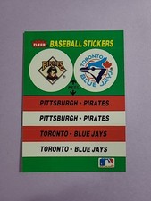 Pittsburgh Pirates Toronto Blue Jays 1988 Fleer Stickers Baseball Card K0578