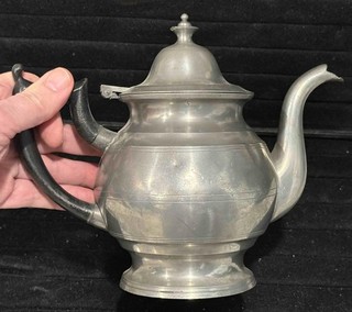 Antique American Pewter Tea Pot Allen Porter Westbrook Maine c. 1835