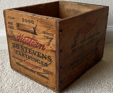 RARE WESTERN .25 STEVENS RIMFIRE CARTRIDGES WOODEN 2000 RD. AMMUNITION BOX