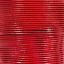 25 Yards of Solid round 1.5Mm Red Real and Genuine Leather Cord for Use as Braid