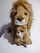 Dan Dee International Lion w His Cub Stuffed Plush 15" Tall Beige