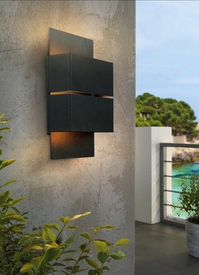 Eglo 200886A Black Kibea 2-Light Led 5.875''W Outdoor Wall Sconce - Ada Compliant