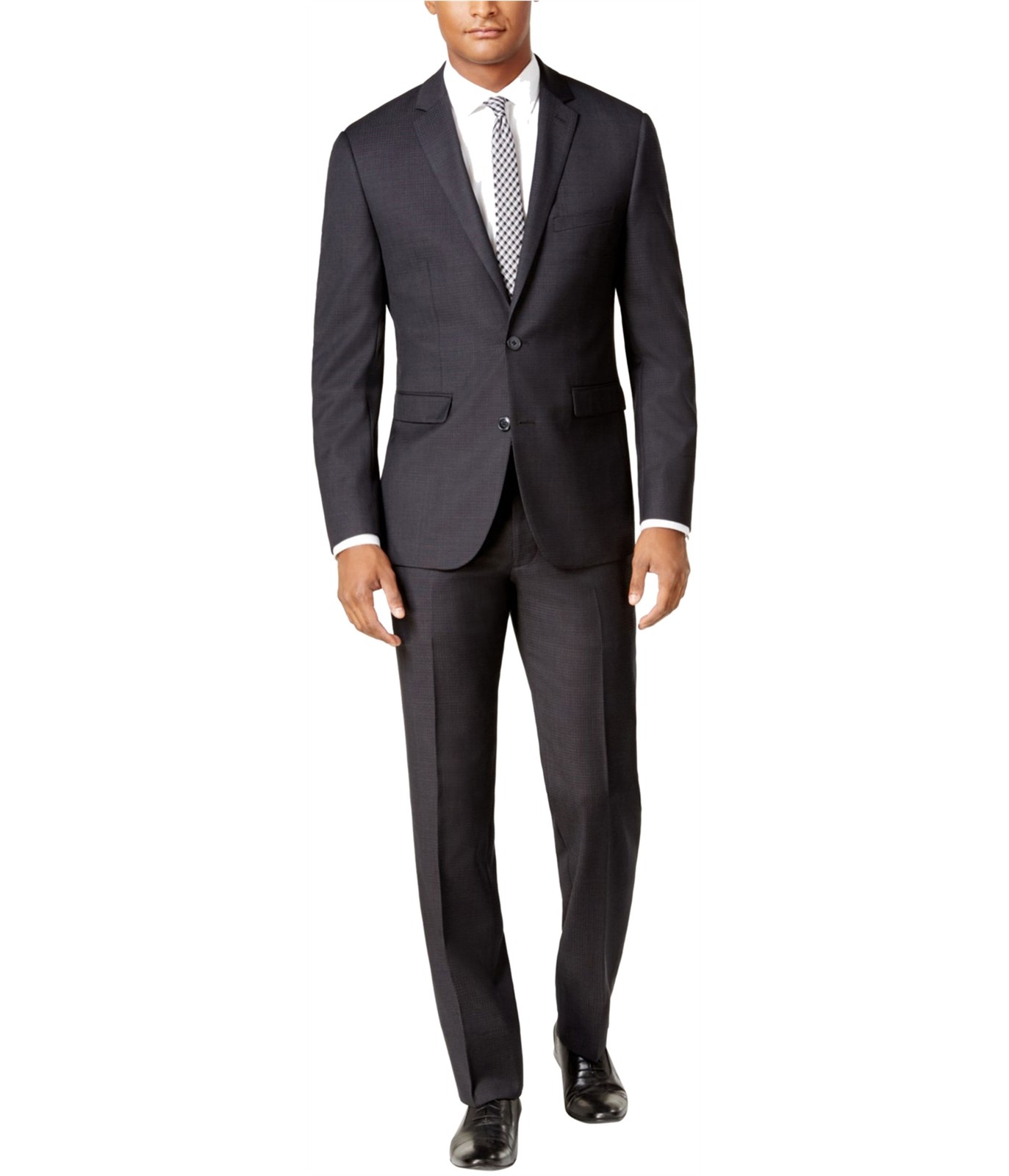 Vince Camuto Mens Tonal Grid Two Button Blazer Jacket 28390₽