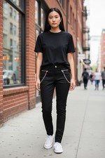 Nasty Gal Black Pants Silver Chains NWT Nordstrom Sz L