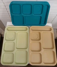 Lot Of 7 . Vintage Six-Slot Cambro Meal Trays BCT 1014R And PS 1014 MADE IN USA