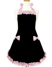Hyzrz Cute Fashion Aprons for Women Girls Waitress Free size Medium , Black