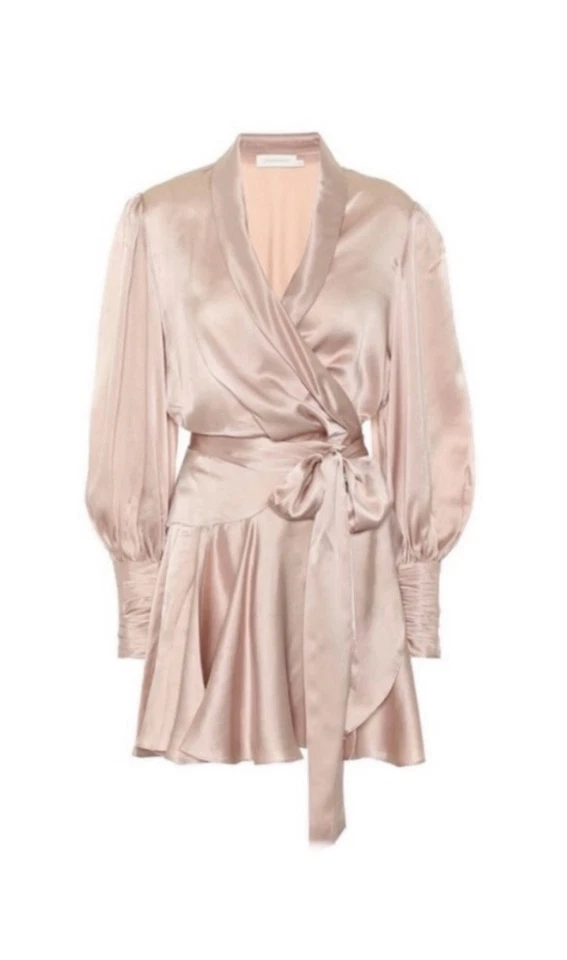 Mini vestido envolvente Zimmermann satinado seda Zimmerman talla 3 en color rosa rubor Foto 2 de 4