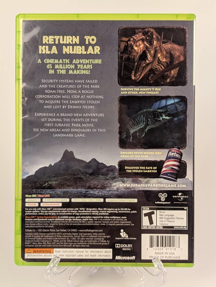 Jurassic Park: The Game (Microsoft Xbox 360)➡️CIB - Tested - Excellent 📀 - Image 2 of 4