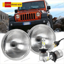 7 Inch Led Glass Headlight Round Original Classic Look Conversion Chrome Pair