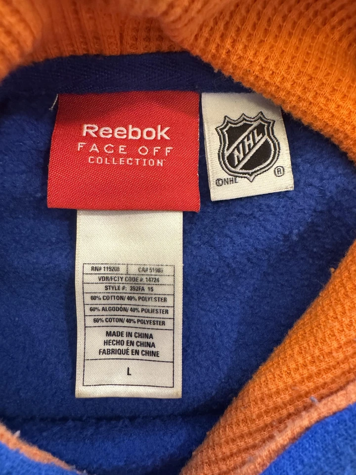 New York Islanders Hoodie Mens Large Blue NHL Hockey Pullover Reebok Face Off - Image 2 of 4
