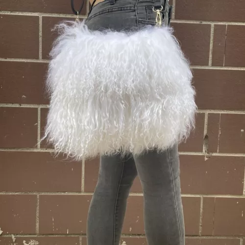 Long Curl Lamb Fur Mongolian Genuine Sheep Fur Bag Handbag Women's Bags Handbags - Picture 28 of 30