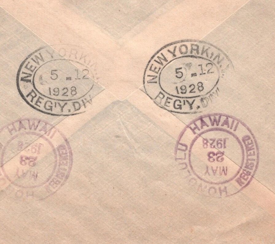 MALTA KGV Cover Registered USA HAWAII DESTINATION Honolulu 1928 {samwells}MA1800 - Image 4 of 4