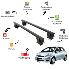 Bare Roof Rack Cross Bars Set for DAIHATSU Charade 5 Door 11-13 Black