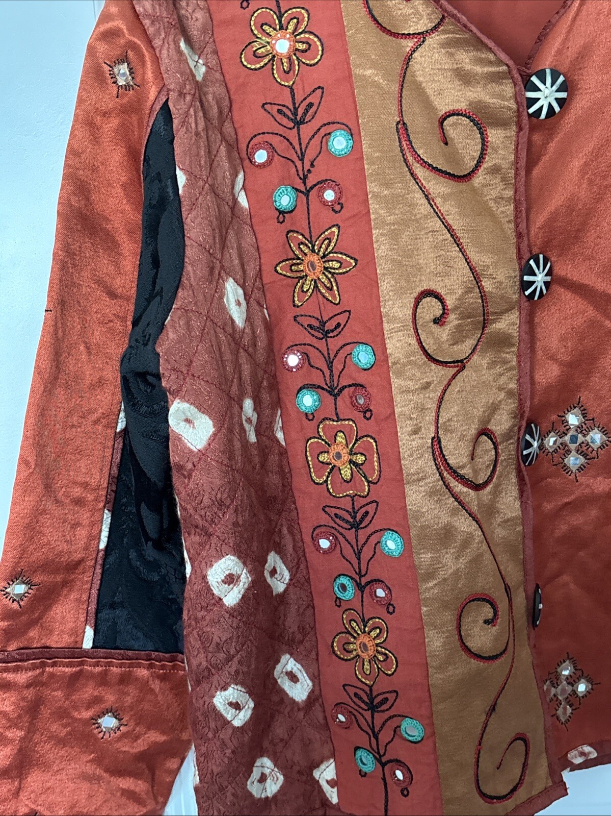 Flashback Rust/Orange Patchwork Embroidered Jacke… - image 5