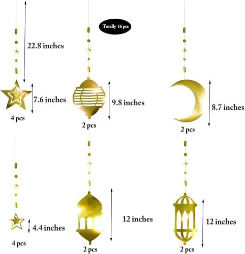 Cheerland Star Moon Lantern Ramadan Garland Kit Eid Streamer Decoration Gold - Picture 2 of 5