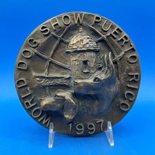 GARRY NEWTON 1997 BRONZE PLAQUE WORLD DOG SHOW PUERTO RICO, GREAT DANE, SETTER