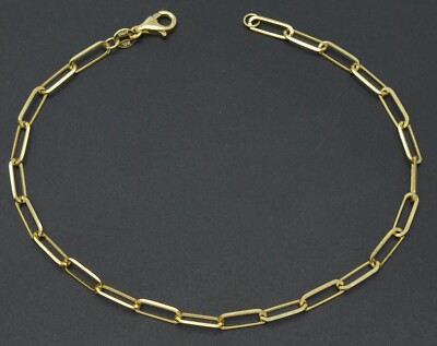 Echt 10k Gelb Massiv Gold Büroklammer Gliederkette Armband 3mm 2,g 7''