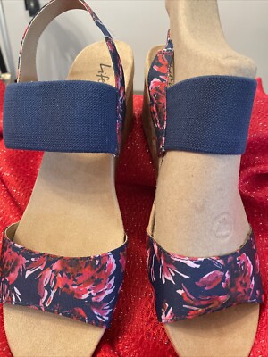 Life Stride Women s SZ 9.5 Soft System Flex Sole Cork Wedge Sandals ''Maldives 