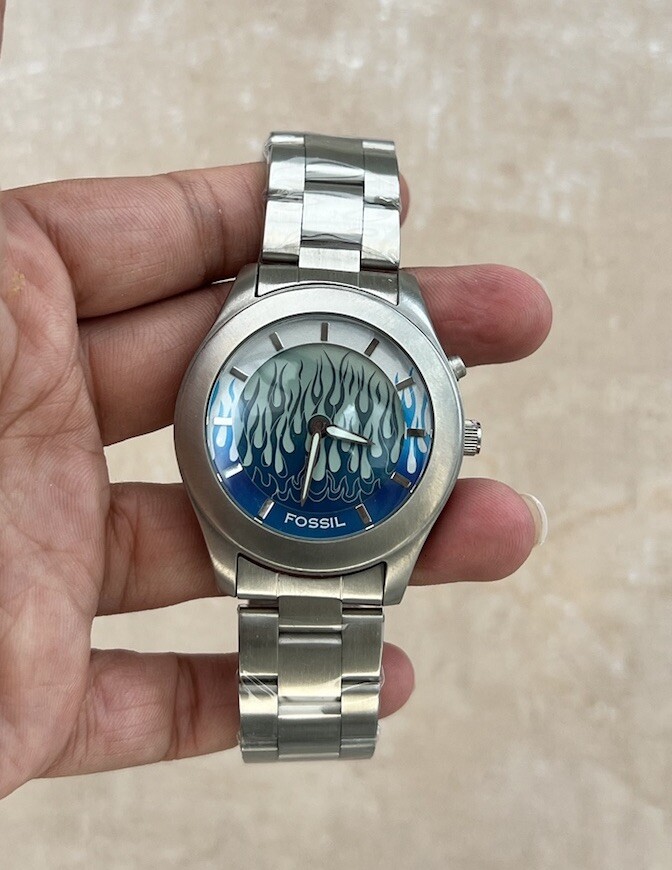 【超希少Y2K】Fossil BIG TIC フレイム VERY RARE y2k FOSSIL Big Tic JR-8201 Animated Blue Flame