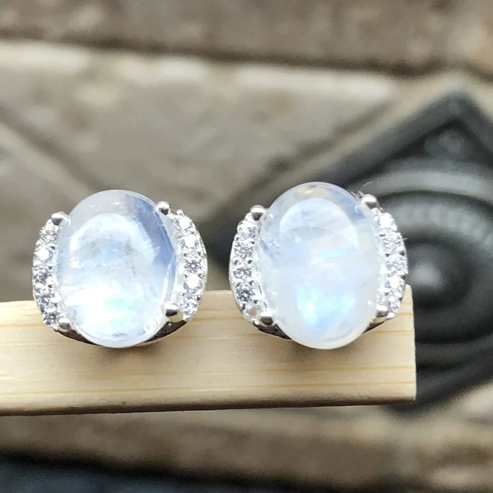 Hermosos gemelos de diseñador para hombre con piedras preciosas de piedra lunar natural de plata de ley 925 Foto 4 de 4