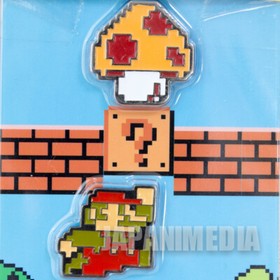 Super Mario Bros. Dot Character Pins Set Mario Ver.1 JAPAN NES FAMICOM NINTENDO