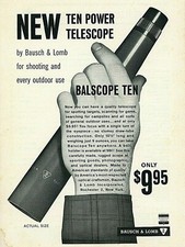 Vintage Ad Ten Power Telescope by Bausch  Lomb , 1963  11.5 x 8.
