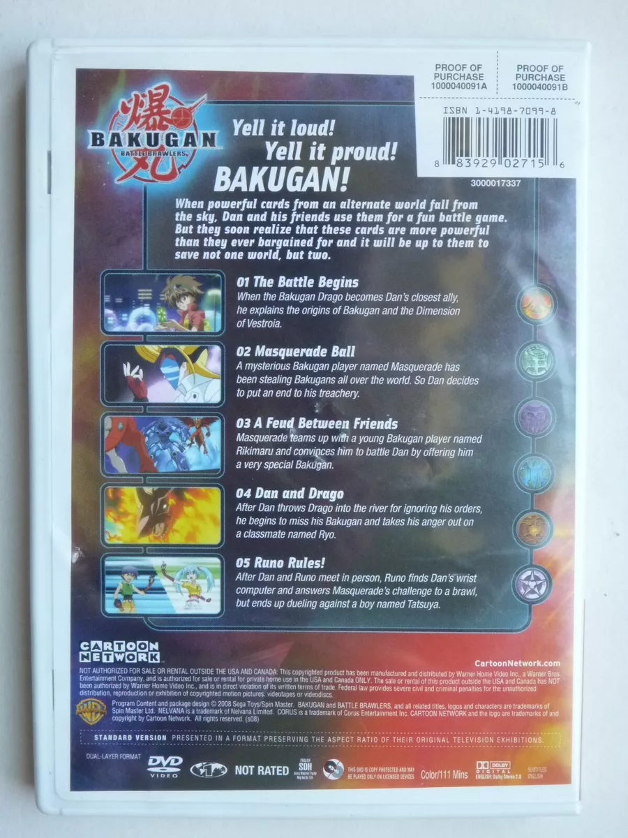 Bakugan Battle Brawlers DVD Anime Series Volume 1 Episodes 1-5