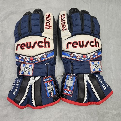 Reusch Dura-Tex Thinsulate 2759 Size 7 Blue Zip Hook Grippy Palms Ski Gloves
