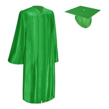 Endea Graduation Shiny Green Gown  Cap for High School  College Unisex