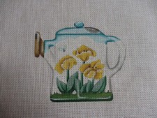 Melissa Shirley Designs Handpainted Needlepoint Canvas Watering Can w/ Flowers