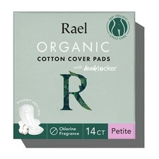 Rael Organic Cotton Cover Sanitary Napkins With Wings, Unscented, Petite Size
