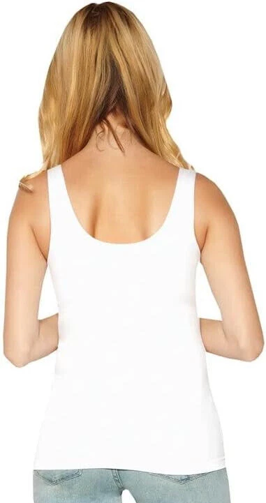 Rhonda Shear 2 Pack Seamless Cotton Smoothing Tank, White & Black, Medium - Image 2 of 2