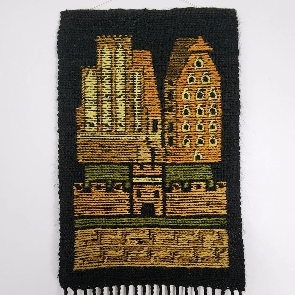 Tapiz de lana Kilim polaco europeo de colección MCM colgante de pared arquitectura boho chic Foto 3 de 4