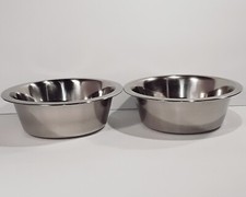 Set of 2 Stainless Steel Dog LARGE 52.4 oz Food or Water 8" BOWLS NON-SKID