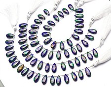 Natural Gem Copper Azurite Malachite 15x7MM Size Smooth Pear Shape Beads 7"