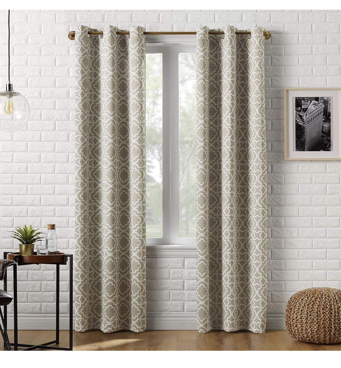 Sun Zero Barnett Blackout Grommet Curtain Panel 40x95 Taupe for Privacy & Light Control-image