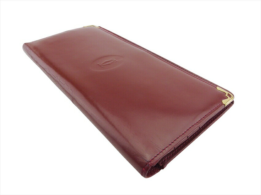 Cartier long wallet Mastrin Bordeaux Leather Authentic USED