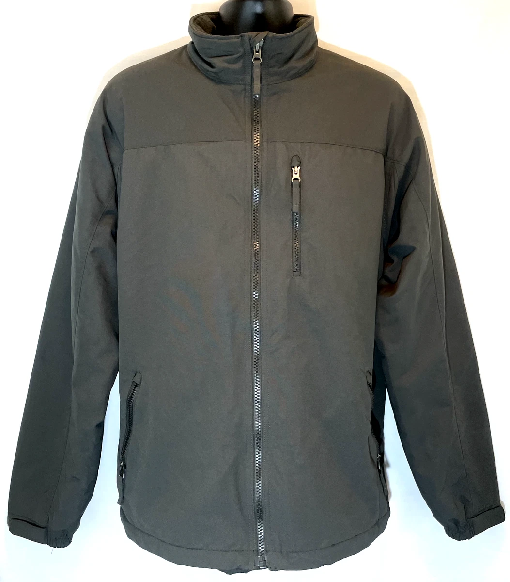 DULUTH TRADING CO Jacket Mens LT Full Zip Soft Shell Fleece Lined Gray Nylon