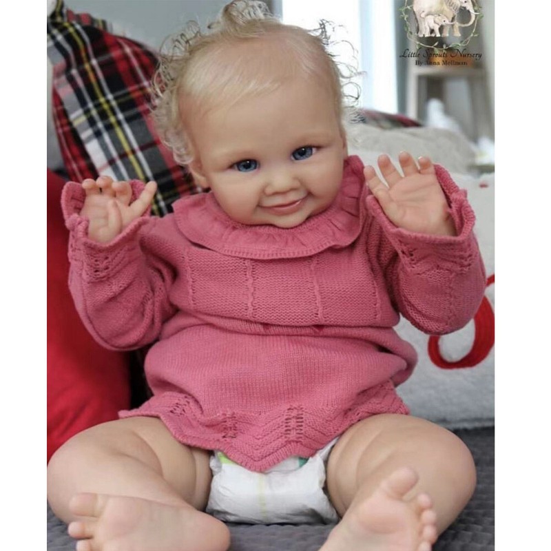 24inch Finished Reborn Baby Doll Cloth Body Newborn Doll Rooted Hair Xmas Gift