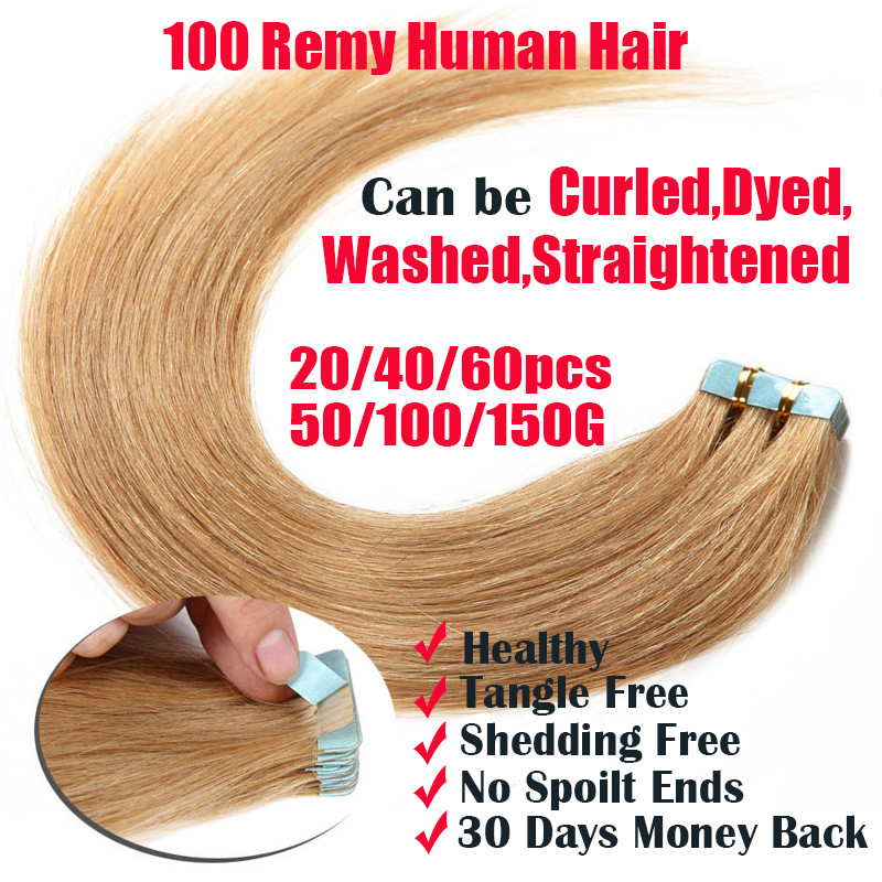 Extensions De Cheveux Humains REMY Russe - Ruban Adhésif (Tape-In) - Lot 60 Pièces = 150g