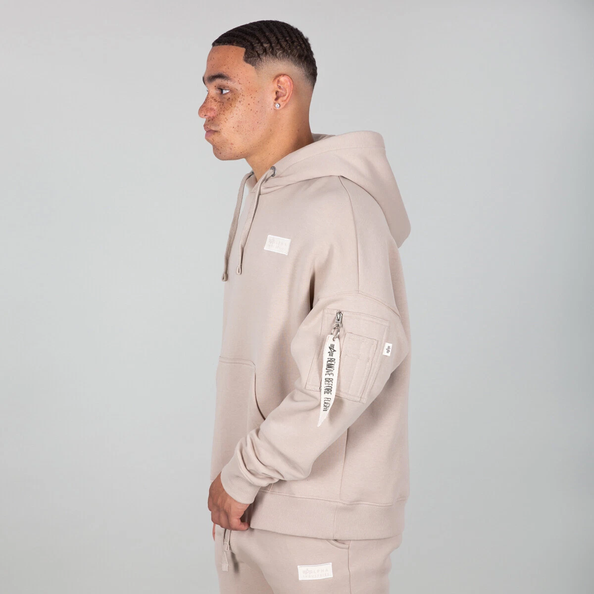 Alpha Industries Organic Hoodie Men beige | eBay