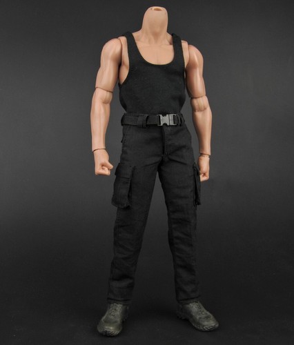 1/6 Male Black Vest Pants Combat Clothes Model for 12" Soldier Figure BJD Dolls