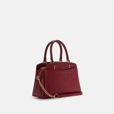 NWT COACH C7278 MINI LILLIE CARRYALL IN SIGNATURE LEATHER CHERRY