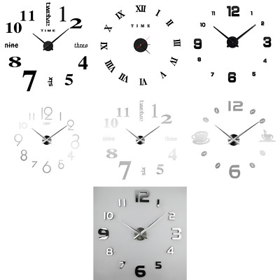 Zum Selbermachen 3D Rahmenlose Zahl Wanduhr Spiegel Aufkleber Home Office Zimmer Dekor