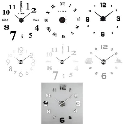 LED_SONE DIY 3D Frameless Number Wall Clock Mirror Sticker Home Office Room Decor