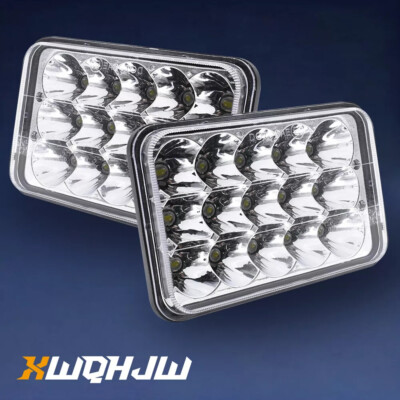 2PCS 4x6'' Chrome LED Headlights Hi/Lo For Freightliner 1988-2010 FLD120 FLD112