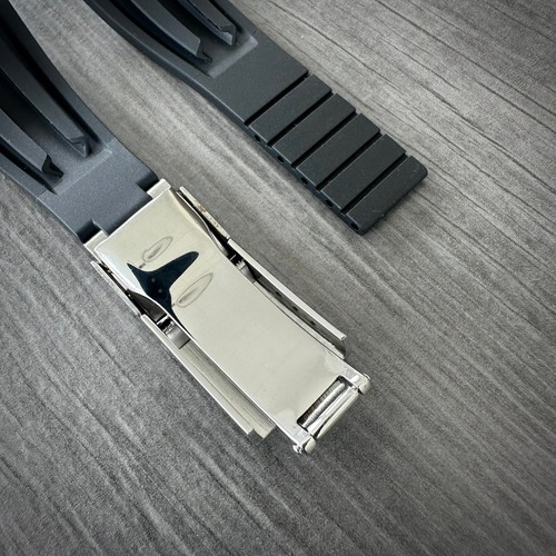 Black Rubber OYSTERFLEX Deployment Watch Strap For 20mm 22mm 24mm MOD Watches - Picture 14 of 24